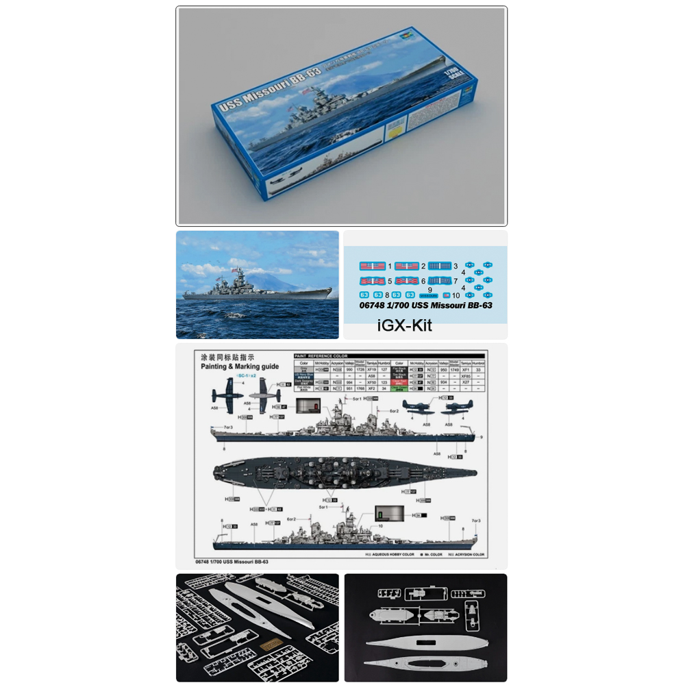 Model Kit Uss Missouri - Trumpeter 06748 1/700 Scale USS BB-63